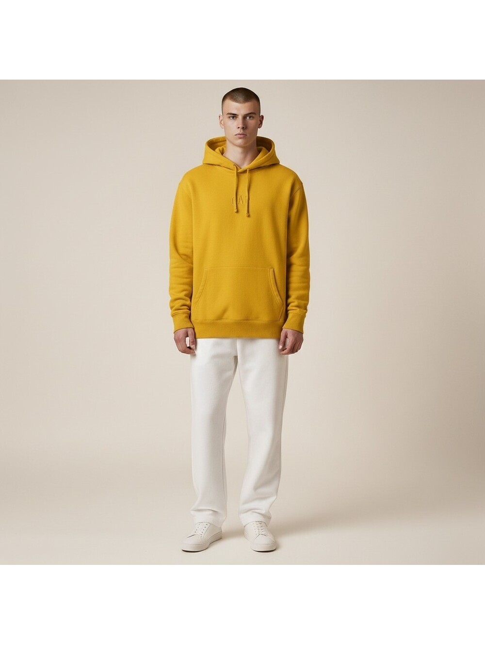 Gap Hoodie Men M Medium Yellow Hooded Long Sleeve Fleece Pockets Pullover